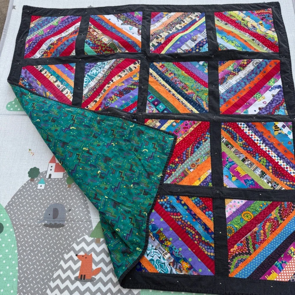 Vintage Scrappy Quilt Handmade Piecemakers Guild String Multicolor 54